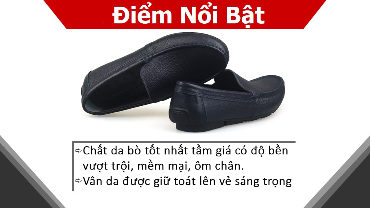 Giày lười nam da bò màu xanh sẫm GL401X